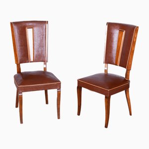 Art Deco Beech Chairs attributed to Jules Leleu, France, 1920s, Set of 2