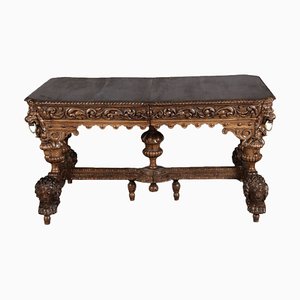 Renaissance Historicism Table in Oak with Lion Head Carvings, 1880s