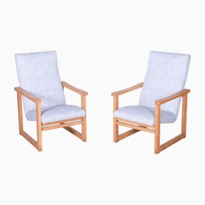 Set of Mid-Century Upholstered Beech Armchairs, Former Czechoslovakia, 1960s