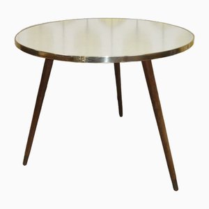 Tavolino da caffè in legno con ripiano rotondo in formica, anni '50