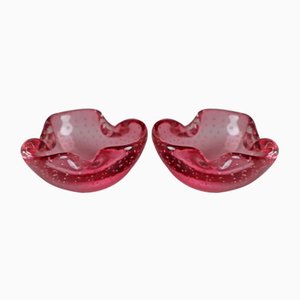 Pink Murano Glass Bowls or Ashtrays, Set of 2