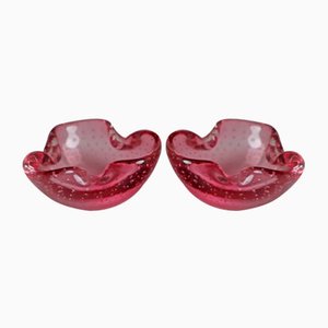 Rosa Murano Glas Schalen oder Aschenbecher, 2er Set