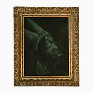 Portrait du Roi Yoruba, 20ème Siècle, Huile sur Toile