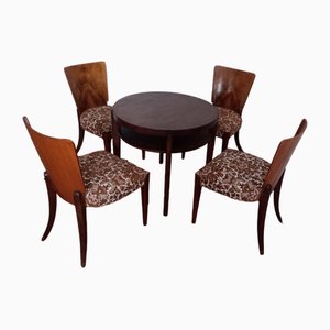 Cabinent Dining Table and Chairs from Up Závody, 1940, Set of 5