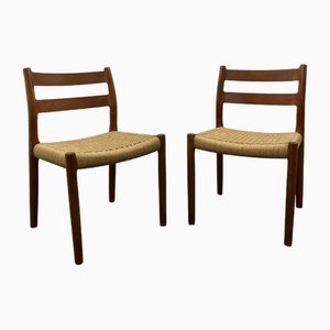 Sillas de comedor danesas Mid-Century de teca de Niels O. Møller para JL Moller. Juego de 2