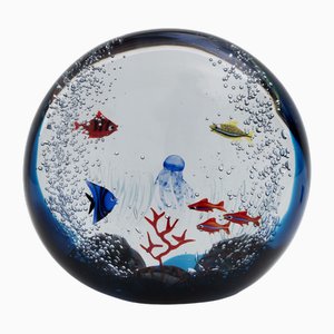 Acuario italiano Mid-Century moderno de cristal de Murano de Moro Mariano, años 80