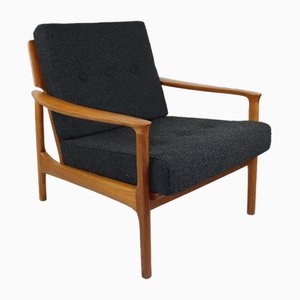 Danish Black Bouclé Lounge Chair, 1970s