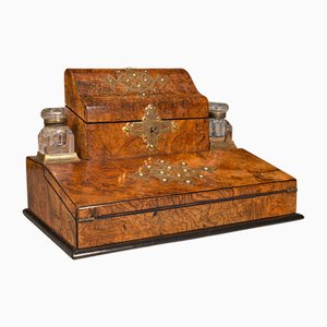 English Victorian Desktop Writing Slope in Burr Walnut