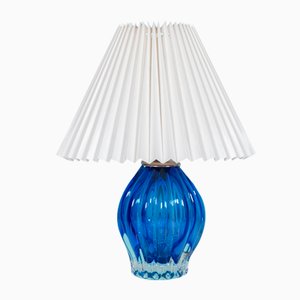 Lampada da tavolo in vetro di Murano blu, anni '50