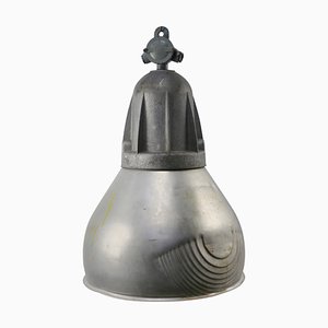 Vintage French Industrial Grey Metal Pendant Lamp from Mazda