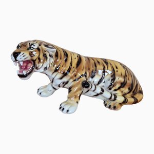 Large Tiger Figurine in Porcelain from Capodimonte, Italy, 1960s