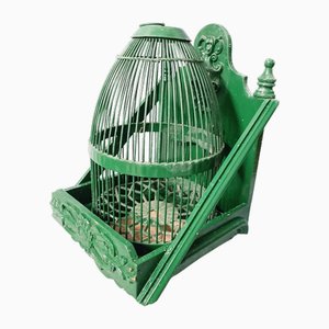Jaula para pájaros vintage en verde