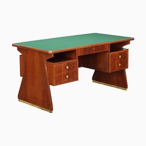 Vintage Writing Desk in Exotic Wood and Brass, 1960s