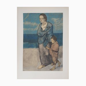 Pablo Picasso, madre e hijo, litografía firmada