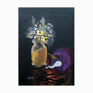 Dopo Georges Braque, Vaso di fiori gialli, 1955, Litografia