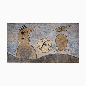 Max Ernst, Surrealist Dream : The Roosters, Lithographie Originale Signée