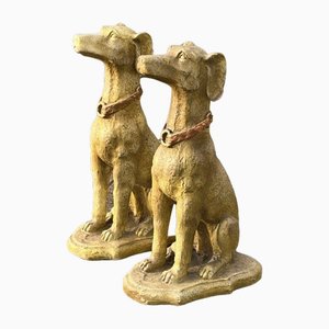 Estatuas de perros de jardín de tamaño natural. Juego de 2