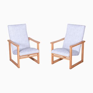 Set of Mid-Century Upholstered Beech Armchairs, Former Czechoslovakia, 1960s