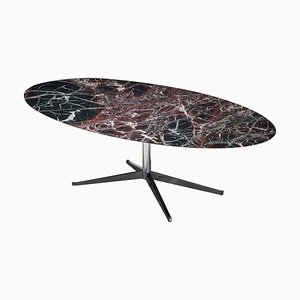 Oval Burgundy Marble Dining Table attributed to Florence Knoll, USA, 1960s