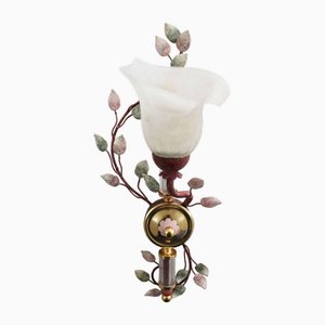 Hollywood Regency Italian Wall Lamps Florentine Glass Flowers from Kögl 1970s