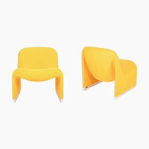 Mid-Century Yellow Alky Italian Armchairs by Giancarlo Piretti for Castelli, 1970s