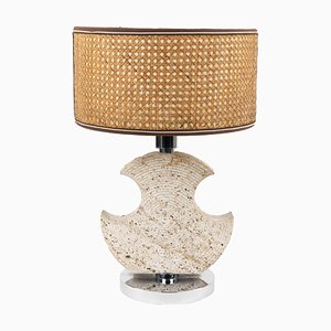 Mid-Century Table Lamp in Travertine and Chrome from Studio Ce, Italy, 1970s