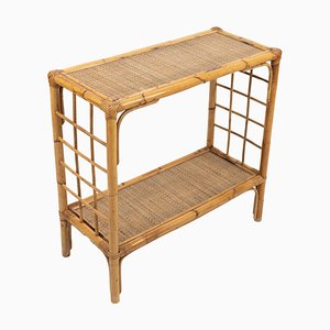 Mid-Century Rattan and Bamboo Console Table, Italy, 1970s