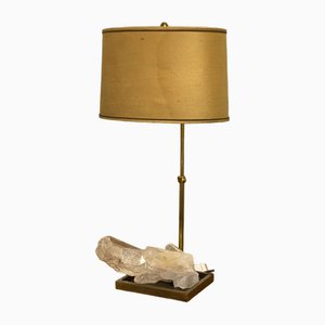 Lampe de Bureau en Cristal de Roche, Quartz et Bronze, France, 1970s