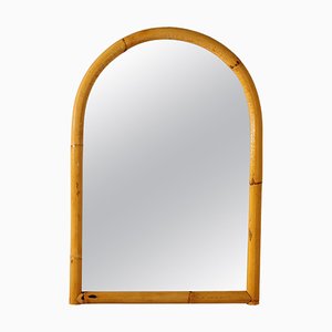 Mid-Century Arched Bamboo & Cane Wall Mirror, Italy, 1960s