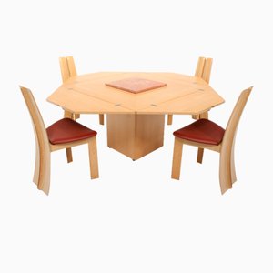 Oak Dining Table & Orchid Chairs by Bob van den Berghe for Vandenberghe-Pauvers, Set of 5