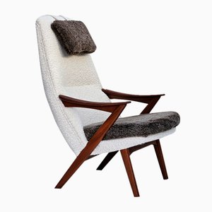 Scandinavian Armchair in Leather & Teak, 1960s