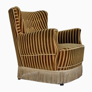 Fauteuil Relax en Tissu d'Ameublement Original et Velours Vert, Danemark, 1960s