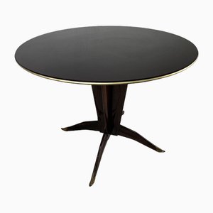 Round Dining Table in Wood and Italian Manufacture Glass, 1950s