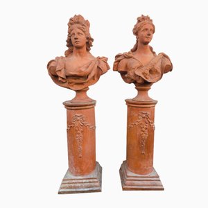 Grandi busti di Cerere e Diana, XVIII secolo, terracotta, set di 2