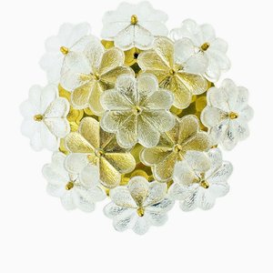 Mid-Century Murano Glass Floral Flush Mount by Ernst Palme for Palwa, Germany, 1960s