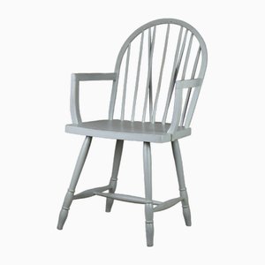 Antique Grey Painted Windsor Chair, 1900s