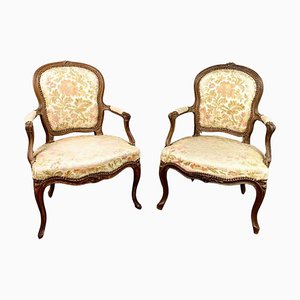 French Louis XV Cabriolet Armchairs, 1740, Set of 2