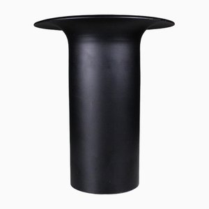 Schwarze zylindrische Vintage Vase