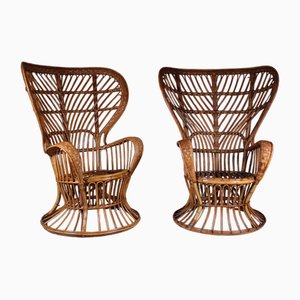 Armchairs with Wicker Structure by Lio Carminati, 1950s, Set of 2