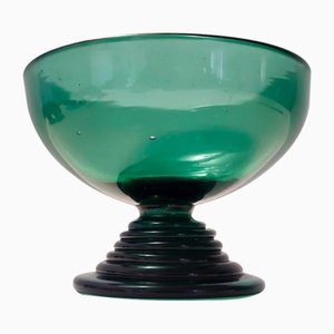 Hand-Blown Green Glass Centerpiece or Bowl, Empoli, Italy, 1940s