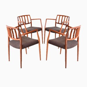 Fauteuils Modèle 66 en Palissandre par Niels Otto Møller pour JL Møllers, 1970s, Set de 4