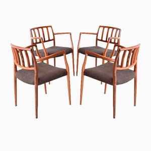 Model 66 Armchairs in Rosewood by Niels Otto Møller for J.L. Møllers, 1970s, Set of 4