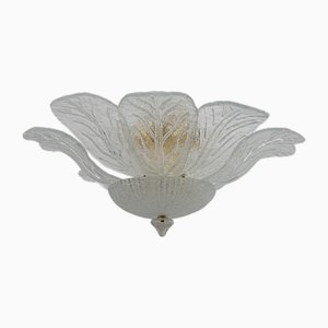 Mid-Century Brass and Murano Glass Ceiling Light attributed Barovier & Toso, 1970s