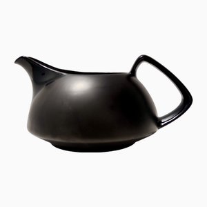 Pot à Lait Vintage en Porcelaine Émaillée Noire par Walter Gropius pour Rosenthal, 1969