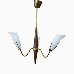 Lampe à Suspension Vintage en Verre Opalin, 1960s