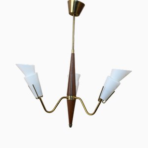 Vintage Suspension Lamp in Opaline Glass, 1960s