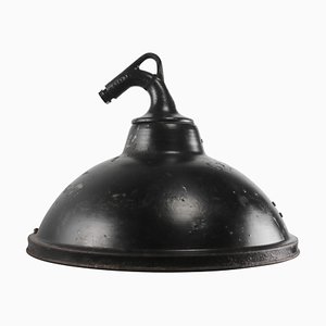 Lámpara colgante francesa industrial vintage de metal negro y hierro fundido