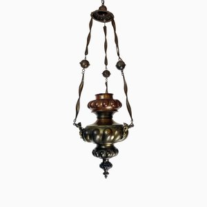 Lampada da soffitto in rame goffrato, fine XIX secolo