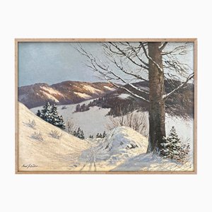 Paul Schuler, Verschneite Landschaft am Morgen, 1920er, Öl auf Leinwand