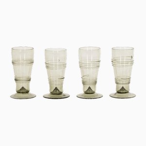 Mid-Century Glasses with Decorations, Set of 4